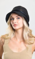 Hakiki Deri Kadın Bucket Şapka
